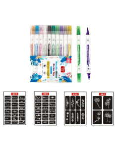 Kit de Tatuaje Temporal HuoHuo 10PCS con Plantillas A4