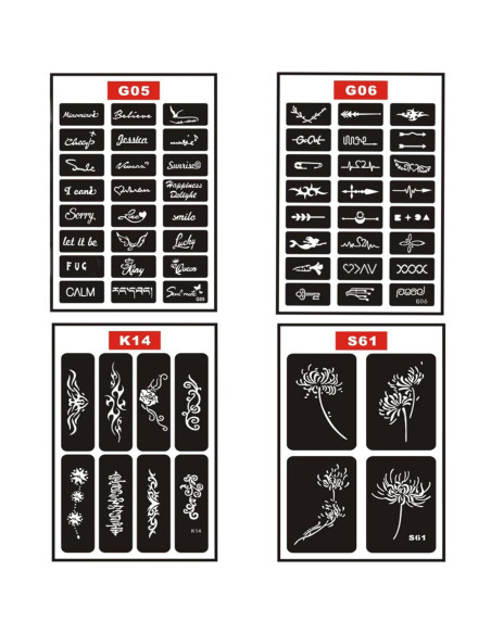 Kit de Tatuaje Temporal HuoHuo 10PCS con Plantillas A4