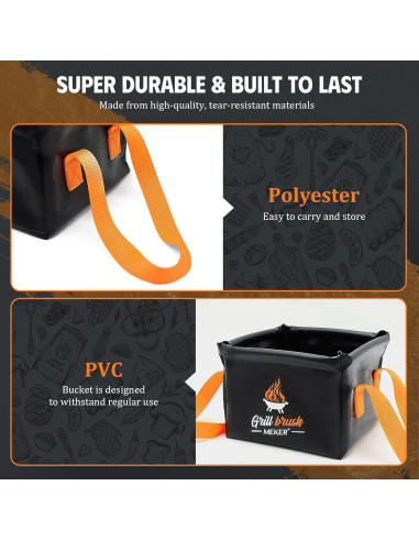 Cepillo Limpiador de Parrilla MEKER Sin Cerda con Cubo Plegable
