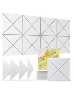 Paquete de 12 Paneles Acústicos Autoadhesivos 30x30cm Blanco
