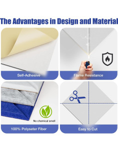 Paquete de 12 Paneles Acústicos Autoadhesivos 30x30cm Blanco 2