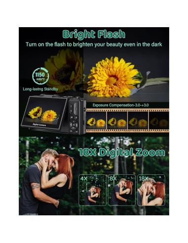 Cámara Digital 5K Pedtail 75MP con WiFi y Pantalla 3"