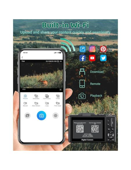 Cámara Digital 5K Pedtail 75MP con WiFi y Pantalla 3"