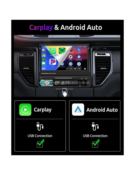 Estéreo de Coche Podofo 7" Bluetooth con Carplay y Android Auto