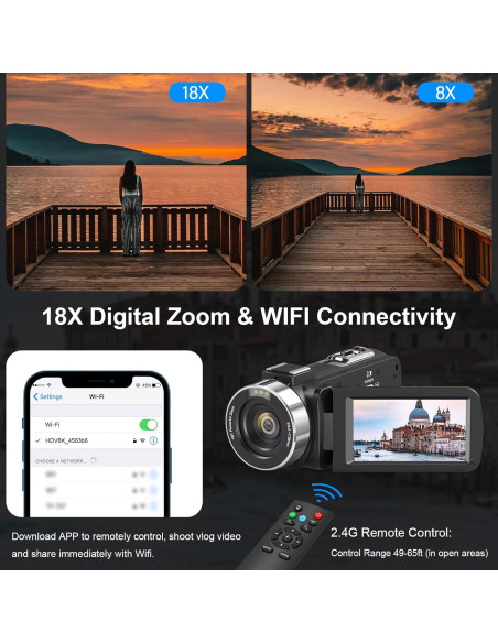 Cámara de Video 8K Tixeuo DV106 64MP Pantalla Táctil 3"