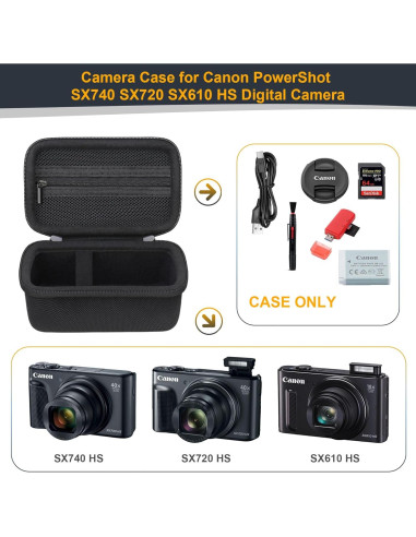 Funda dura RAIALL para cámara Canon PowerShot SX740 HS - Negro