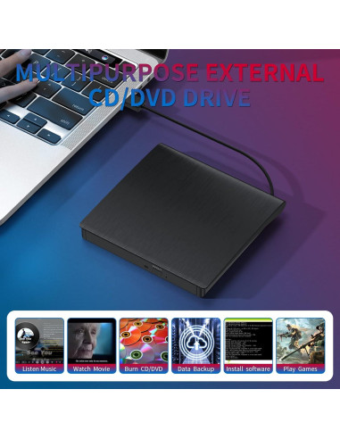 Unidad Externa de CD/DVD YUNINFANG Grabadora USB 3.0 357g