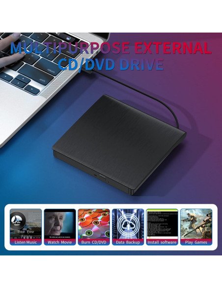 Unidad Externa de CD/DVD YUNINFANG Grabadora USB 3.0 357g Unidad Externa de CD/DVD YUNINFANG Grabadora USB 3.0 357g