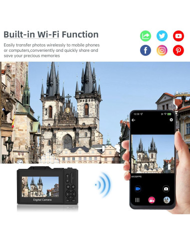 Cámara Digital 4K UIKICON W08 con Pantalla Flip 3", Zoom 18X