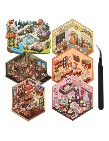 Set de Stickers 3D Reutilizables Lestp - 6 Piezas para DIY