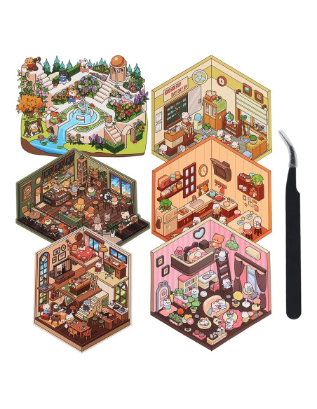 Set de Stickers 3D Reutilizables Lestp - 6 Piezas para DIY