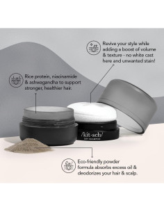 Polvo de Champú Seco Kitsch 8g para Cabello Oscuro - Sin Fragancia, Voluminizador, Orgánico 2