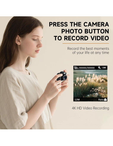 Cámara Mini Digital 4K VETEK HJD-02 Negra con Tarjeta SD