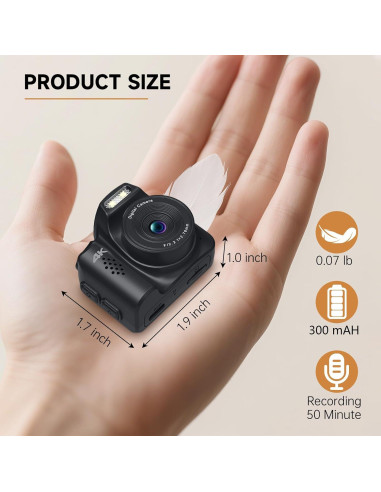 Cámara Mini Digital 4K VETEK HJD-02 Negra con Tarjeta SD