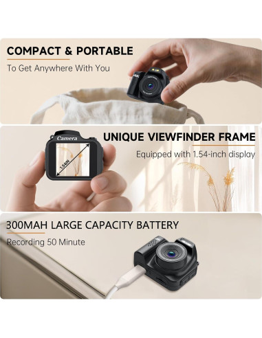 Cámara Mini Digital 4K VETEK HJD-02 Negra con Tarjeta SD