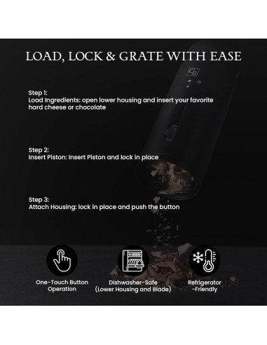 Rallador Eléctrico de Queso Black Rain GR4001 con 3 Cuchillas