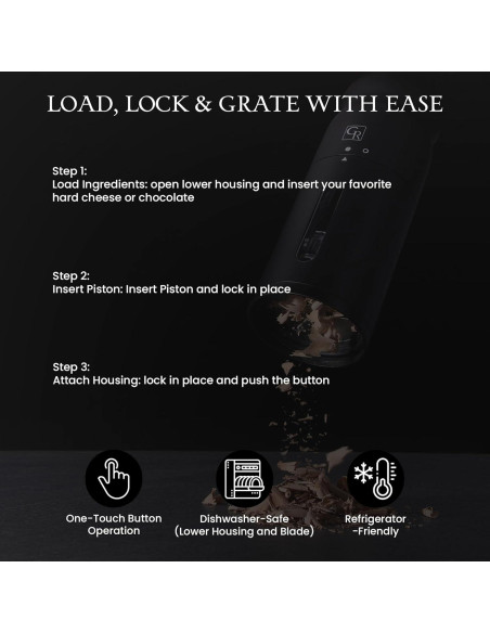 Rallador Eléctrico de Queso Black Rain GR4001 con 3 Cuchillas Rallador Eléctrico de Queso Black Rain GR4001 con 3 Cuchillas