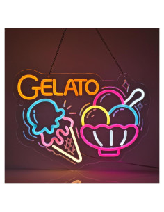 Cartel de Neón Gelato JULHOVR 40x30 cm USB Regulable