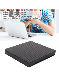 Caja DVD externa Zyyini USB 3.0 para laptop, 5Gbps, SATA 12.7mm/9.5mm 2