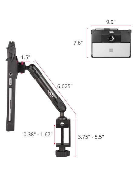 Soporte C-Clamp MagConnect The Joy Factory + Funda aXtion Edge para Surface Go