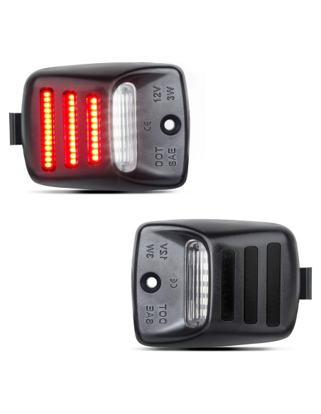 Luz de Placa de Licencia LED HERCOO Blanca con Neón Rojo - 2 Piezas