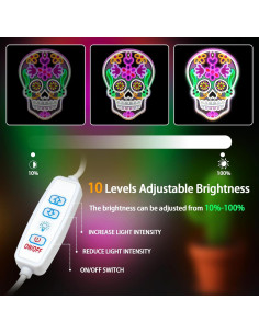 Luz de Neón Calavera LED Yulloyello, 10 Niveles de Brillo 2