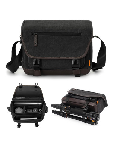 Bolsa de Mensajero para Cámara Cwatcun Pequeña Negra 30x14x21cm