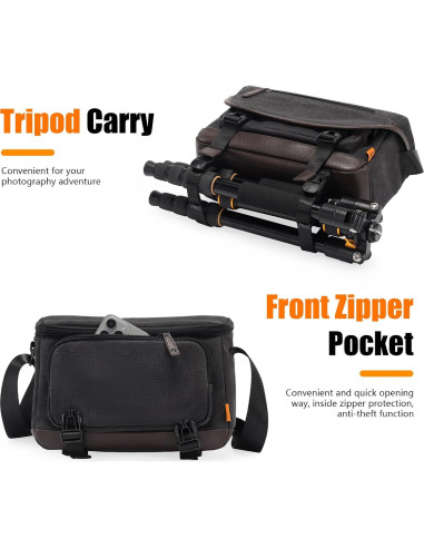 Bolsa de Mensajero para Cámara Cwatcun Pequeña Negra 30x14x21cm