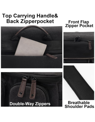 Bolsa de Mensajero para Cámara Cwatcun Pequeña Negra 30x14x21cm