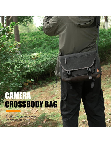 Bolsa de Mensajero para Cámara Cwatcun Pequeña Negra 30x14x21cm