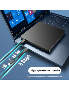Unidad Externa de CD/DVD MAHAHUM USB 3.0 y USB-C 360g 2