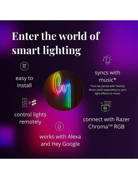 Tira LED RGB Flexible Twinkly Flex 3m, Control App, USB-C