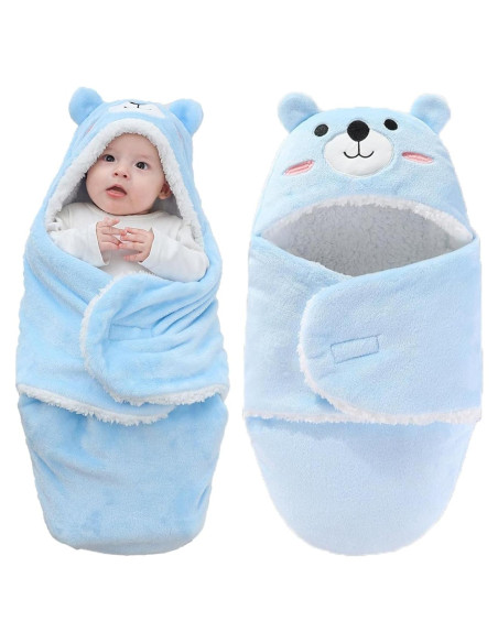 Manta de Envoltura con Capucha Winmany Oso Azul 3-6 Meses