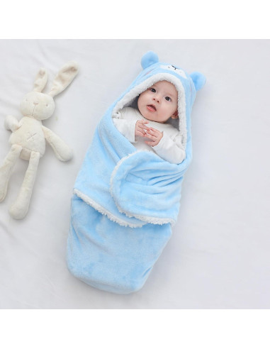 Manta de Envoltura con Capucha Winmany Oso Azul 3-6 Meses