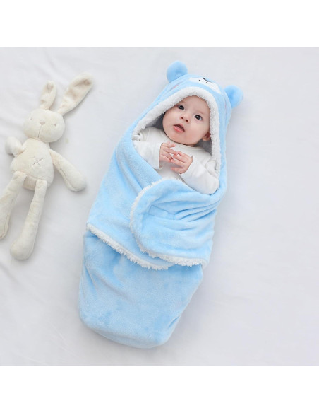 Manta de Envoltura con Capucha Winmany Oso Azul 3-6 Meses