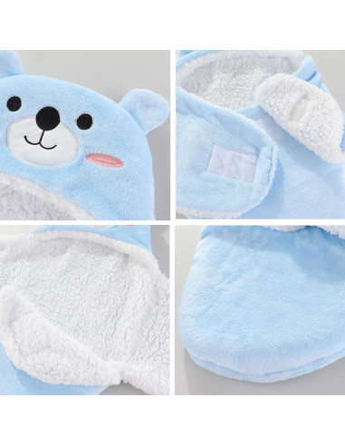 Manta de Envoltura con Capucha Winmany Oso Azul 3-6 Meses