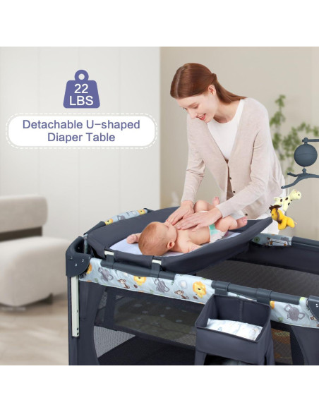 Cuna Lateral 5-en-1 SIMPLGIRL Negra, Plegable y Portátil