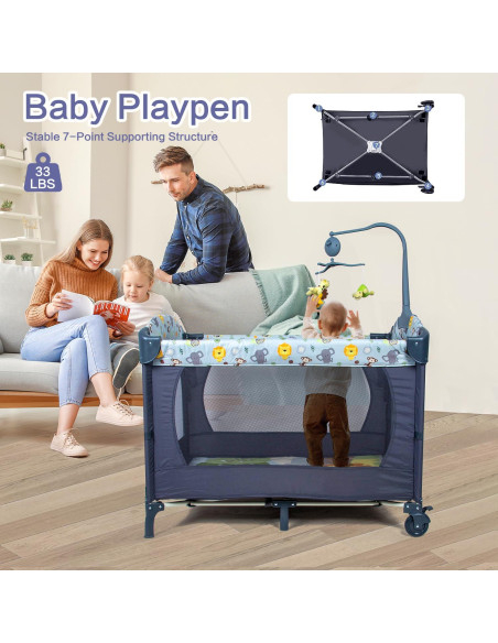 Cuna Lateral 5-en-1 SIMPLGIRL Negra, Plegable y Portátil