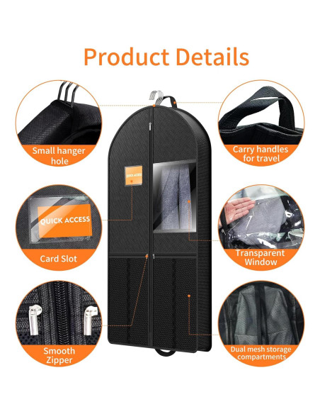 Bolsa de Viaje para Traje GOIUEDBZ 109 cm Negra Plegable