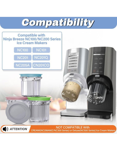 Recipientes de Pintas Reemplazo NANOBABY para Ninja Creami 16oz - Paquete de 4