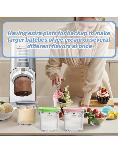 Recipientes de Pintas Reemplazo NANOBABY para Ninja Creami 16oz - Paquete de 4