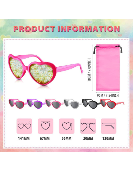 6 Pares Gafas Corazón Difracción + Fundas Microfibra 6 Pares Gafas Corazón Difracción + Fundas Microfibra