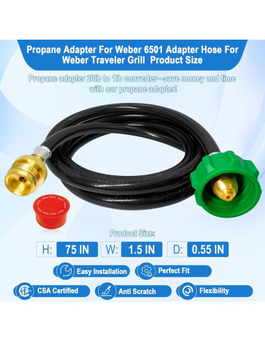 Adaptador de Manguera de Propano 6FT Sekvira para Weber Q