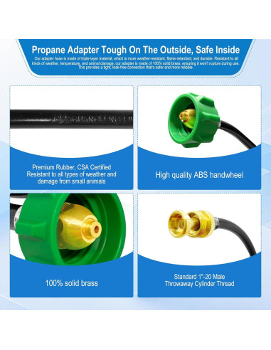 Adaptador de Manguera de Propano 6FT Sekvira para Weber Q