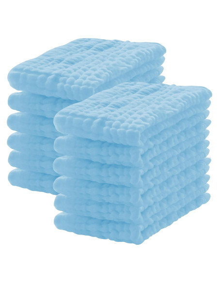 Paquete de 12 Paños de Muselina 100% Algodón Aqua 50.8x25.4cm
