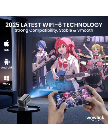 Proyector Mini Portátil Wowlink W206 1080P WiFi 6 Bluetooth 5.4