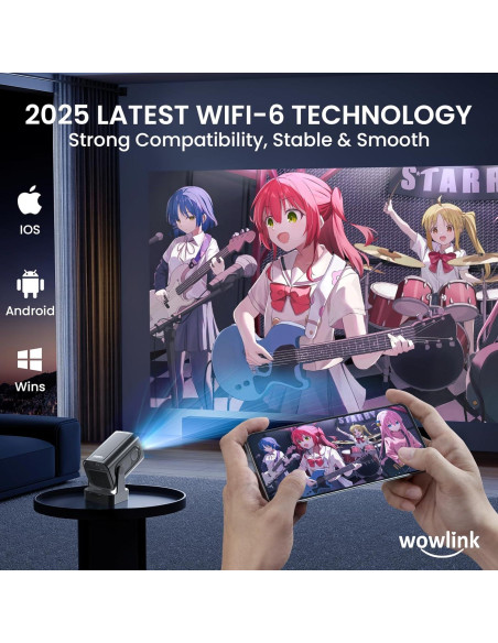 Proyector Mini Portátil Wowlink W206 1080P WiFi 6 Bluetooth 5.4