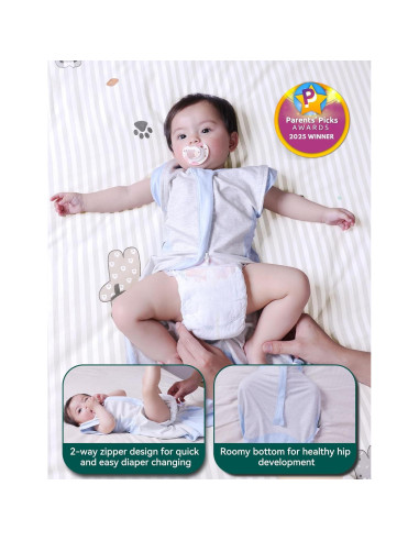 Manta de Envolver BABELIO para Bebés con Mangas Desmontables Azul