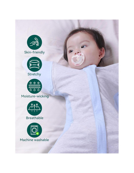 Manta de Envolver BABELIO para Bebés con Mangas Desmontables Azul