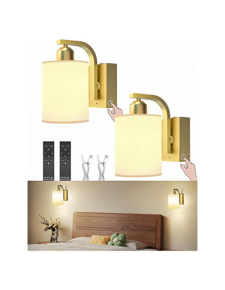 Juego de Apliques de Pared Inalámbricos iThird 6000mAh Dorados